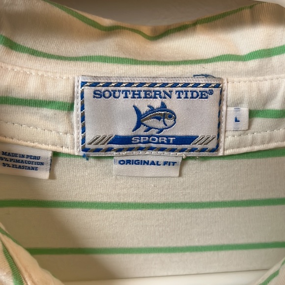 Southern Tide Men’s Polo - White & Green - Sz L - Picture 3 of 3